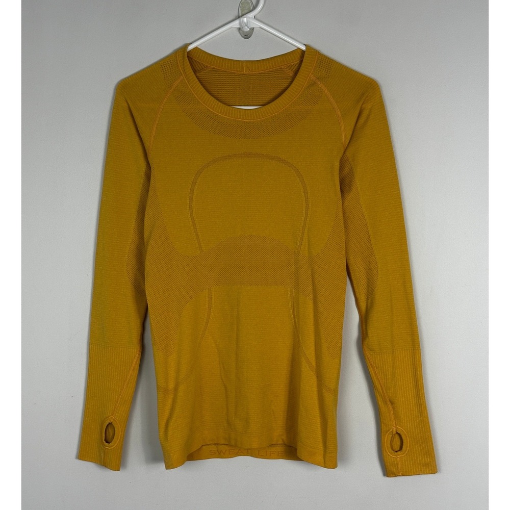 Lululemon Long Sleeve Swiftly Tech Tee Size 6 Running T-Shirt Mustard Yellow Top